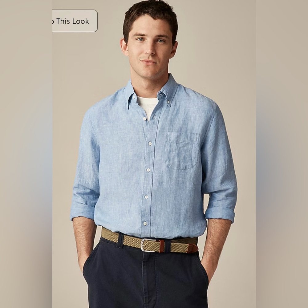 J. Crew Light Blue Button-Down Linen Shirt